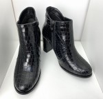 Botki damskie skórzane HIGO 1627 Czarny/ Krokodyl