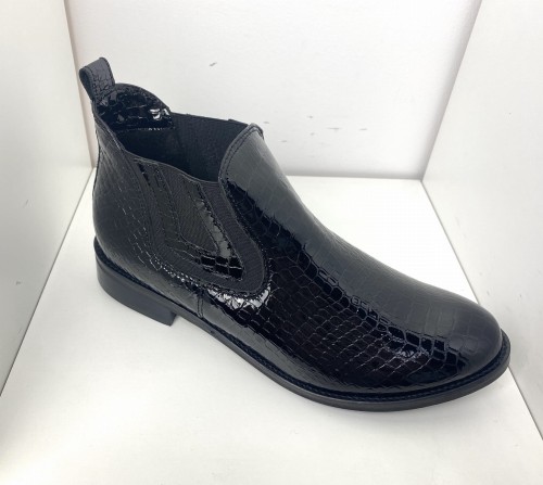 Botki damskie skórzane HIGO 2112 Czarny/Lakier