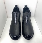 Botki damskie skórzane HIGO 2112 Czarny/Lakier
