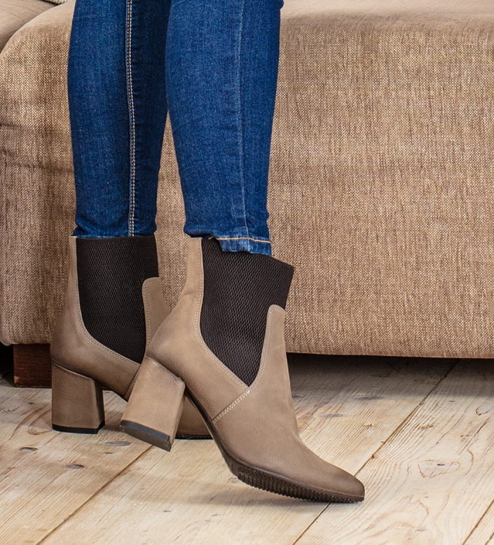 Botki damskie skórzane HIGO 2124 Cappuccino