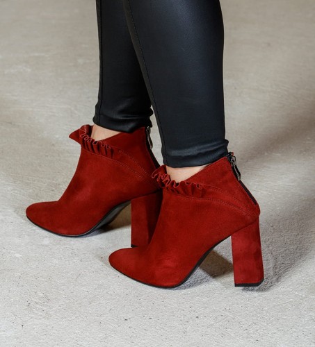 Botki damskie HIGO skórzane 1820 Bordo