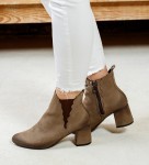 Botki damskie skórzane HIGO 2118 Cappuccino