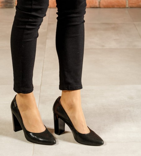 Czółenka damskie HIGO skóra 1225 Czarne