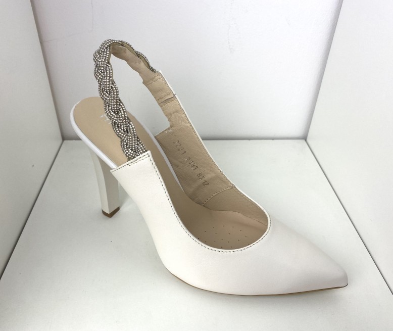Czółenka damskie Higo skórzane 2183 Ivory/Ecri