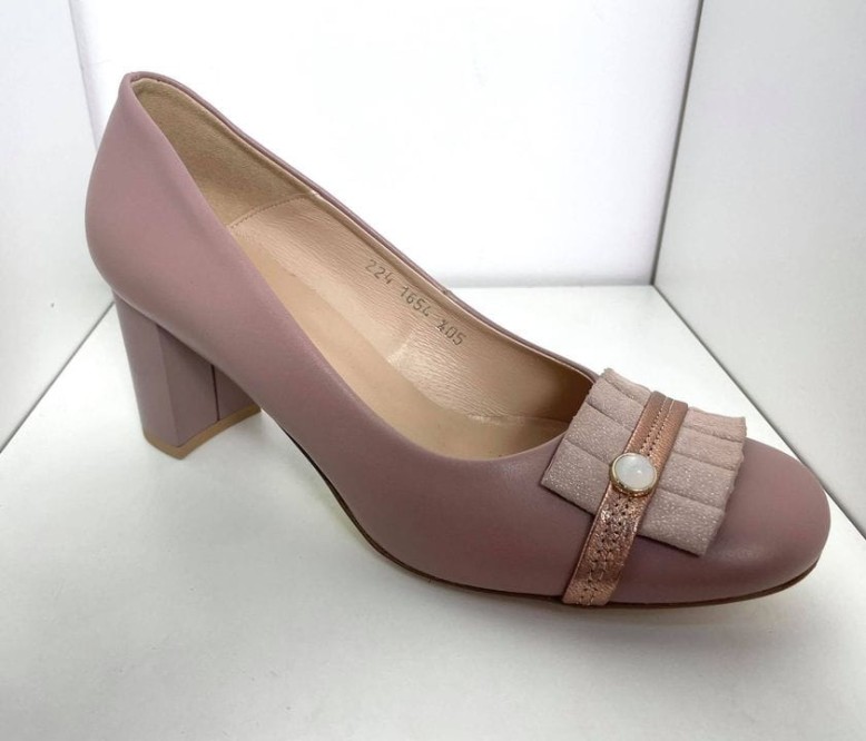 Czółenka damskie HIGO skóra 1654 Pudrowy Róż