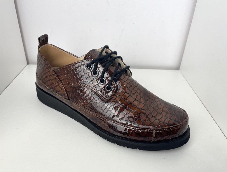 Półbuty damskie skórzane HIGO 1943 Brąz Lakier