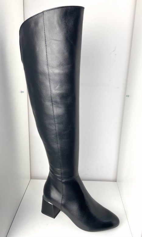 Kozaki damskie skórzane 2061 Czarny