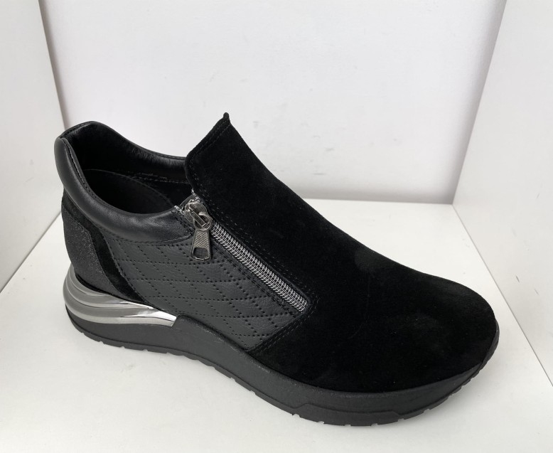 Półbuty Sneakers damskie skórzane HIGO 2201 Czarny