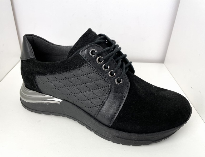 Półbuty Sneakers damskie skórzane HIGO 2203 Czarny