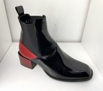 Botki damskie skórzane HIGO 2182 Czarny/Red/Lakier