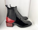 Botki damskie skórzane HIGO 2182 Czarny/Red/Lakier
