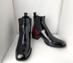 Botki damskie skórzane HIGO 2182 Czarny/Red/Lakier