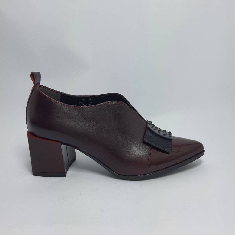 Półbuty damskie skóra HIGO 2281 bordo