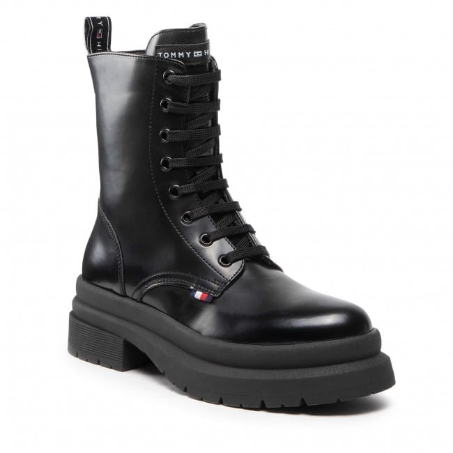 Botki damskie Tommy Hilfiger T3A5-32415-145599 BLACK/LACE-UP BOTIE
