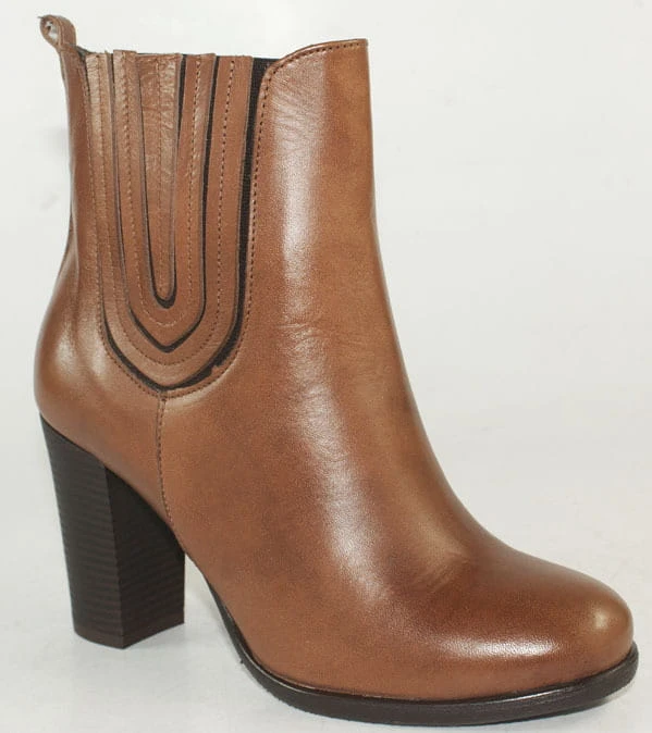 Botki damskie HIGO skóra 1494/471 Brąz/Rudy