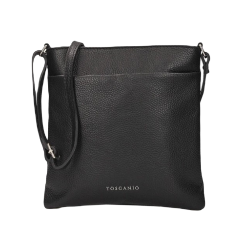 Torebka damska listonoszka Toscanio  F189 CZARNY  SKÓRA