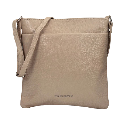 Torebka damska listonoszka Toscanio  F189 BEŻ D05 SKÓRA