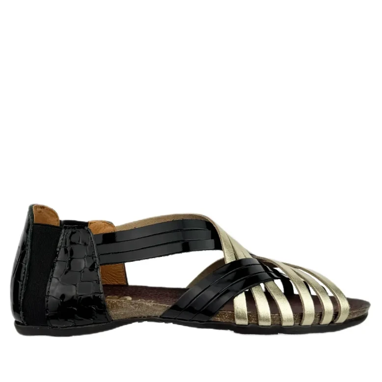 Sandały damskie Verano 1204 platino charol negro-1