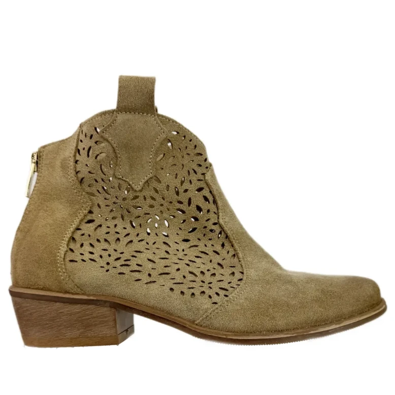 Botki damskie Exquisite 1130 beż welur-1