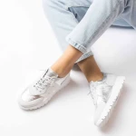 Sneakersy damskie WONDERS A-2464 TREND V BLANCO NYLON METALIZADO PLATA-2