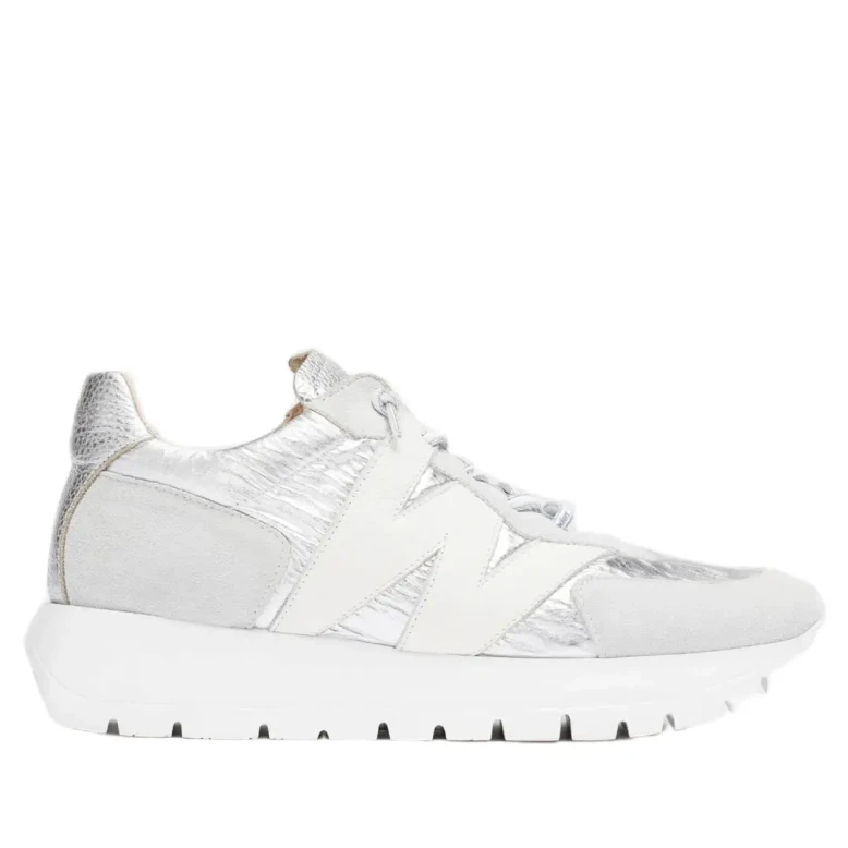Sneakersy damskie WONDERS A-2464 TREND V BLANCO NYLON METALIZADO PLATA-1