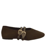 Baleriny damskie Karino 5876/015-P brąz welur-1