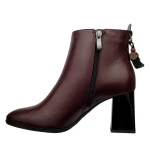 Botki damskie Higo 3146 BOR597/CZ287 bordowe-4