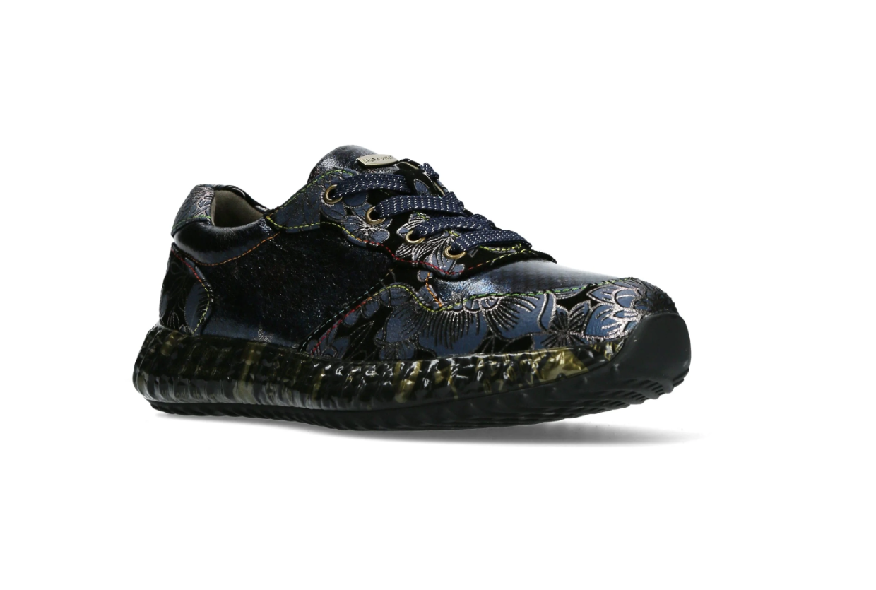 Sneaker Donna Laura Vita Burton 05, Stringate, In Pelle E Tessuto Con Fantasie Floreali, Suola In Gomma
